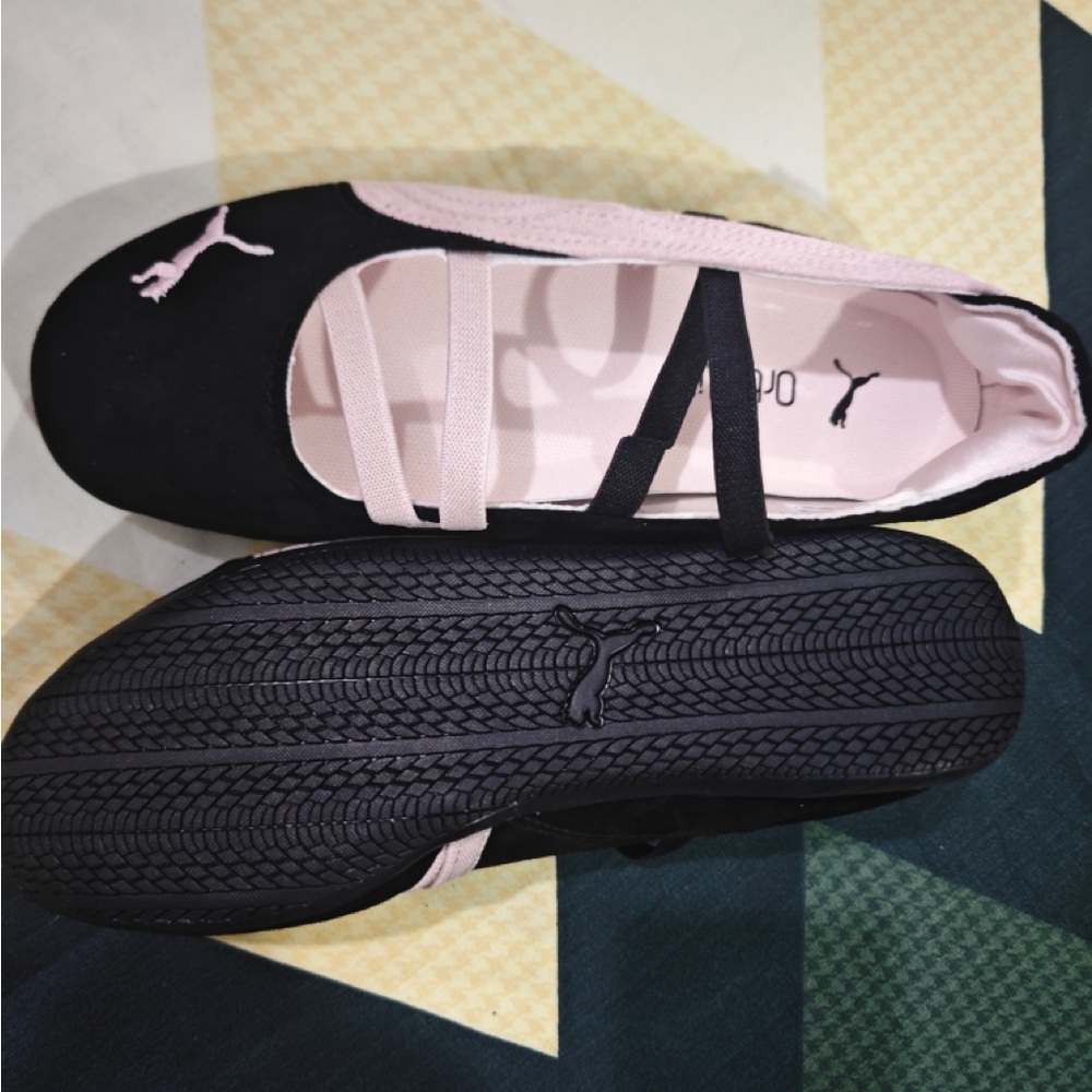Puma Women Black and Light Pink Mary Jane Ballet Flats - Picture 2 of 7